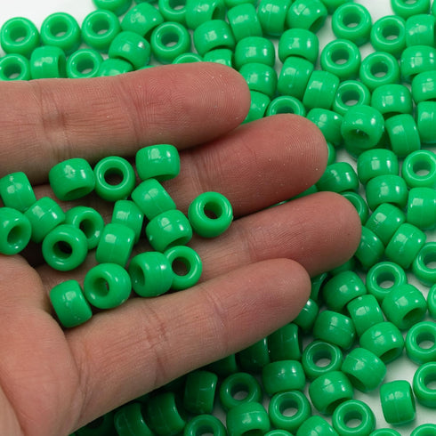 1000 Pcs Acrylic Pony Beads 6x9mm Bulk for Bracelet Necklace Jewelry Making Earring Hair Braiding Kandi Beads (green2)...