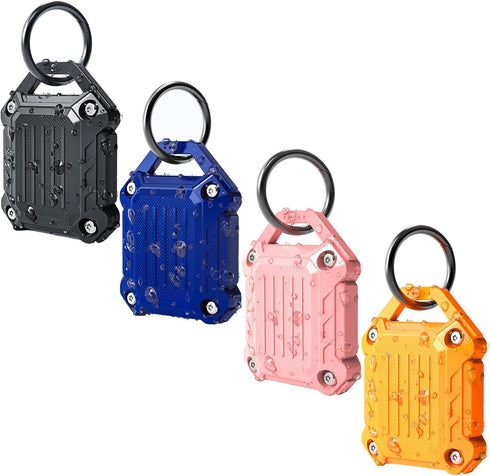 DOVICK- Waterproof Airtag Keychain Holder Case,Screw Full Cover Compatible with Apple Air Tag Tracker Key Ring 4 Pack (Black,Blue,Pink,Orange)......