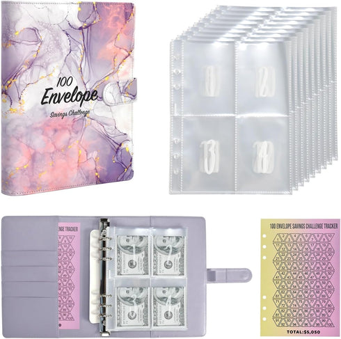 100 envelope savings challenge binder-A fun 100 day savings challenge - Budget Envelope Book making saving money easy and tackle debt- An 100 day ...