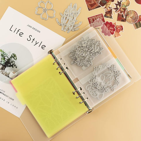 2PCS A5 6 Ring Binder Cover Clean Transparent Soft PVC for Refillable Notebook Shell withMatte surfaceforStamp & Die Storage...