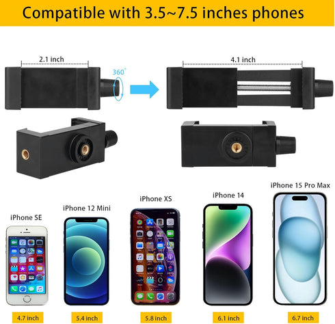 Clip Clamp Phone Holder for Desk/Table/Easel/Board/Shelf,Compatible with 3.5~7.5 inch iPhone/GoPro/Webcam/Blink Camera,Aluminium Alloy 10 inch Len...