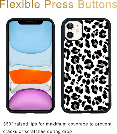 Black Leopard iPhone 13/14 Case - 6.1 Inch Blcak Leopard iPhone Case, Non-Slip Pattern Design and Shock Absorption, Soft Silica Gel Frame Support ...