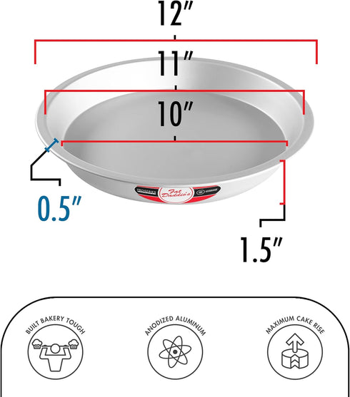 Fat Daddio's PIE-12 Anodized Aluminum Pie Pan, 12 x 1.5 Inch...