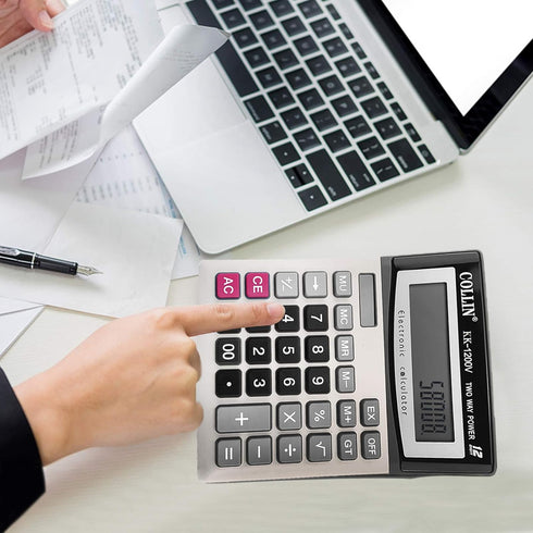 Desk Calculator, 12-Digit Solar Battery Office Calculator with Large LCD Display Big Sensitive Button, Dual Power Desktop Calculators...