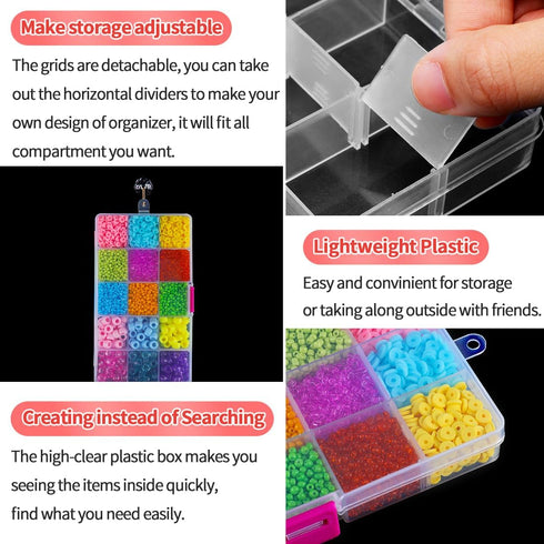 IOOLEEM 15 Grids Plastic Bead Organizer Box, Organizer Container Storage Box, Dividers for bead arts and crafts....