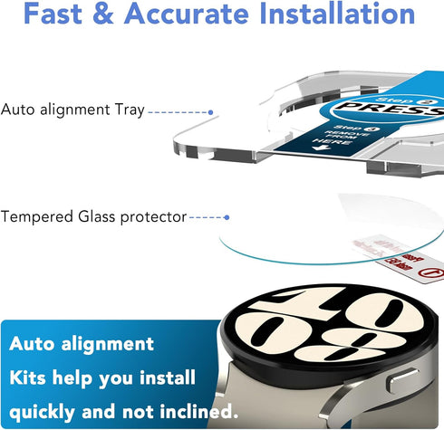 SPGUARD [2Pack Galaxy Watch 6 40mm Screen Protector, Auto-alignment Installation Kit Accessories Tempered Glass Screen Protector for ONLY Samsung ...
