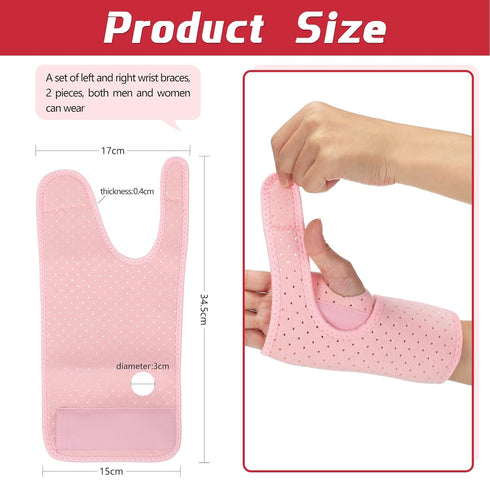 2 Pieces Carpal Tunnel Wrist Braces for Night Wrist Sleep Support Brace Wrist Splint Stabilizer and Hand Brace Cushioned to Help With Carpal Tunne...