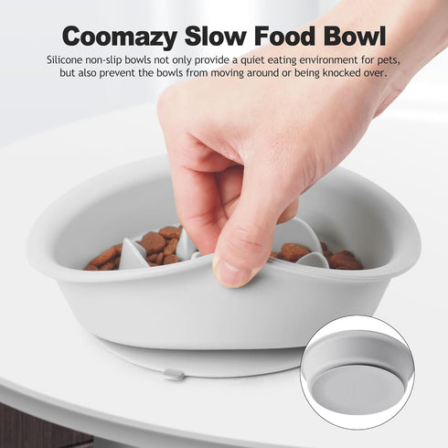 Coomazy Slow Feeder Dog Bowls Specially Designed for Small Breed Dogs French Bulldogs, Beagle, Dachshund, Schnauzer, Grey...