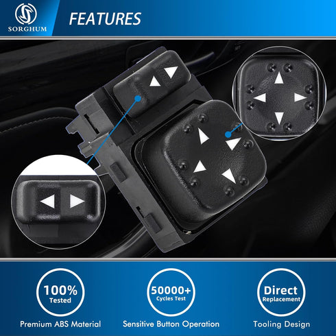 Sorghum Power Mirror Switch - Power Mirror Control Switch Button Compatible with 1998-2002 Chevrolet Blazer Tahoe Silverado Suburban GMC Sierra Yu...