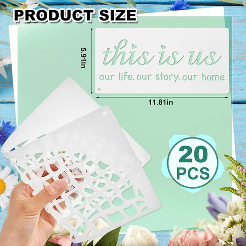 Thyle 20 Pcs Welcome Stencils for Painting on Wood 11.81 x 5.91'' Large Welcome Letters Stencils Half Round Stencils for Wood Sign Plastic Word Fa...