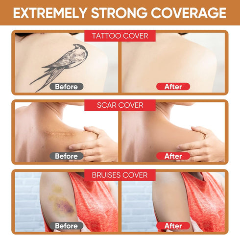 Tattoo Cover Up Tape, Ultra Thin Patch for Tattoo Scar and Birthmarks, Invisible Waterproof Skin Tone Concealer Sticker for Covering Up Scars Tatt...