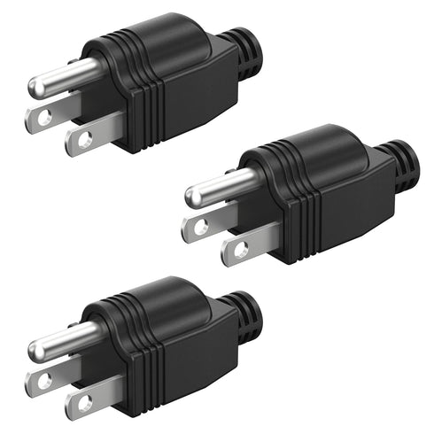 NEMA 5-15P Electrical Replacement Plugs End, Extension Cord Ends 125V 15A 2Pole 3Wire Male Plug?Ground Neutral Generator Plug, 3 Prong Power Repla...