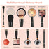 Two 4 in 1 Makeup Brush with Case,Double Ended Travel Makeup Brush Set Professional,Includes Foundation,Blush,Eyeshadow,Concealer Brushes,Powder,P...