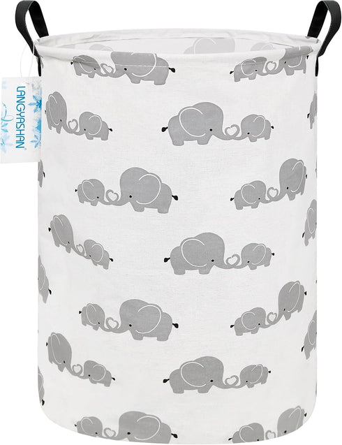 LANGYASHAN Storage Bin, Canvas Fabric Collapsible Organizer Basket for Laundry Hamper,Toy Bins,Gift Baskets, Bedroom, Clothes,Baby Nursery (Full L...
