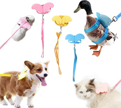 3PCS Pet Duck Walking Harness Leash and Wings,Adjustable Outdoor Training Traction Rope for Chicken Duck Goose Hen Small Pets (L)...