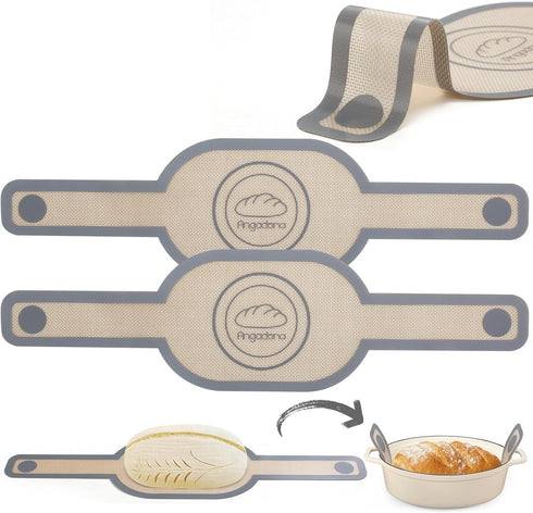Silicone Bread Sling Oval- Non-Stick & Easy Clean Reusable Oval Silicone Baking Mat for dutch oven. With Long Handles Sourdough Bread Baking mat t...