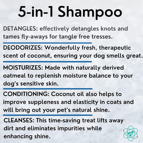 8 floz 5 in 1 Dog Shampoo for Itchy Skin - Sensitive Skin Dog Shampoo for Smelly Dogs - Dog Shampoos & Conditioners - Made in The USA...
