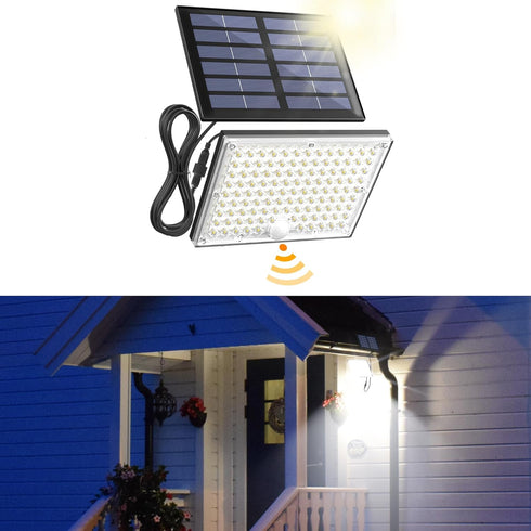 SUPERDANNY Solar Motion Sensor Outdoor Flood Lights with 113 Bright LEDs, Dusk to Dawn Outside Flood Lights with 16ft Cable IP65 Waterproof, Secur...