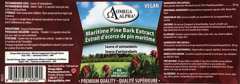 Omega Alpha Maritime Pine Bark Extract Anti Hypertenstion 60 Capsules...