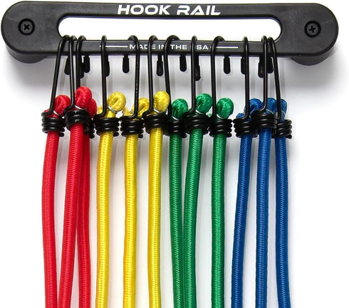 Hook Rail - 2/pk - Organize Your Tie-Down Straps (Ratchet, Cam buckle, Bungee Cords, and more) A low-profile wall-mounted cargo strap management s...