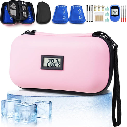 Insulin Cooler Travel Case TSA Approved Medication Travel Case,Diabetes Travel Companion,with Digital Temperature Display (?),Diabetic Supplies St...