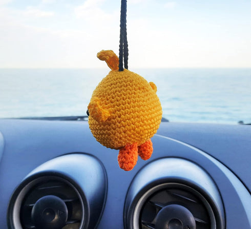 Cute Molang Crochet Car Rear View Mirror Hanging Decorations, Handmade Car Mirror Holder Accessories, Bag Ornament....