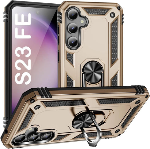 PASNEW for S23 FE Case,360° Ring Kickstand Magnetic Car Holder,Military Shockproof Drop Protection Hard Shell,Phone Cases for Samsung Galaxy S23 F...