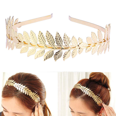 Toyvian Bridal Hair Crown Roman Goddess Leaf Branch Dainty Head Dress Boho (Gold)...