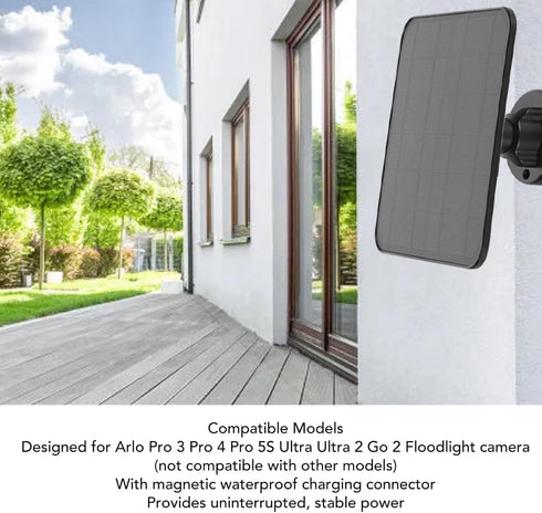 12W Solar Panel Charger for Security Camera, IP65 Waterproof Outdoor Solar Panel Charger Power Banks with Bracket for Arlo Pro 3 Pro 4 Ultra 2 2, ...