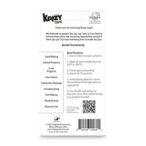 Krazy Double Sided Tape for Crafts & Scrapbooking, Easy-to-Peel Squares, One Inch Pre-Cut Thin Tape (48 Count)...