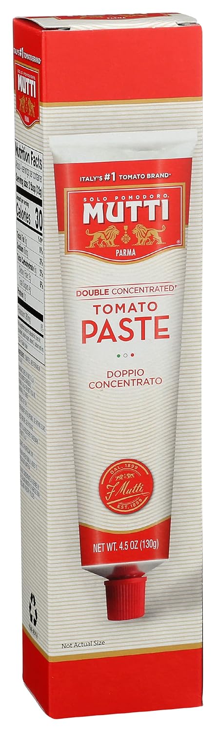 Mutti Double Concentrated Tomato Paste (Doppio Concentrato), 4.5 oz. Tube | 1 Pack | Italy’s #1 Brand of Tomatoes | Tube Tomato Paste | Vegan Frie...