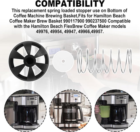 Coffee Maker Brew Basket Water Stop Valve Kit fits for Hamilton Beach FlexBrew Coffee Makers Basket 990117900 990237500-2 Sets...