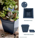 The HC Companies 8 Inch Eclipse Square Planter with Saucer - Indoor Outdoor Plant Pot for Flowers, Vegetables, and Herbs, Slate Blue...