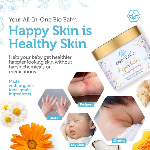 Era Organics Baby Diaper Balm - USDA Organic Ointment Cream Extra Soothing and Nourishing for Dry, Sensitive Skin - All Natural to Help Excess Moi...
