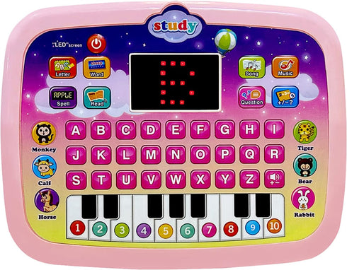 Kid Tablet Toddler Learning Pad Interactive Toy with Screen -Educational Toys Fun Gifts -Music/Piano/ABC/Numbers/Words/Spell/Animals - for Boys&Gi...