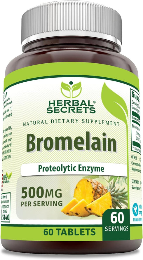 Herbal Secrets Bromelain Supplement 500 Mg Tablets Supplement | Non-GMO | Gluten Free | Made in USA (60 Count)...