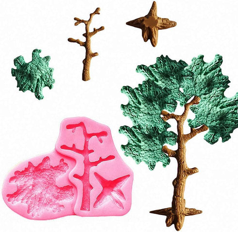 4Pcs/Set Forest Themed Fondant Molds Animal Tree Trunk Squirrel Mushroom Pinecones Lumberjack Gumpaste Chocolate Candy Mold Stump Birthday Cake De...