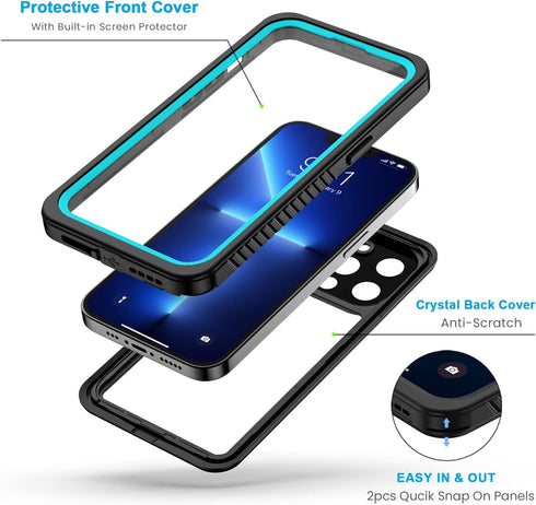 Lanhiem for iPhone 13 Pro Max Case, IP68 Waterproof Dustproof Shockproof Cases with Screen Protector, Full Body Protective Front and Back Cover fo...