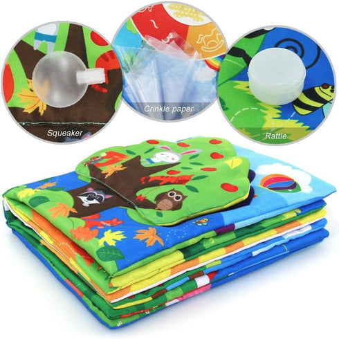 Infant Soft Book, Baby Books 6 to 12 Months, Cute Montessori Educational Newborn Baby Toys 0-3 Months, Nontoxic Fabric Touch & Feel Crinkle Cloth ...