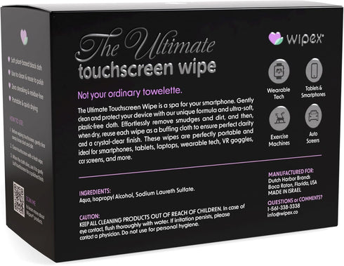 Wipex Car Screen Wipes for Electronics - 24 Individual Car Screen Cleaner Wipes - Plant-Based Touchscreen Cleaner Cloth for Dashboard Panels, Mobi...