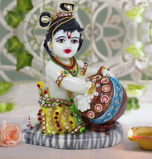 TIED RIBBONS 7” Krishna Statue - Handcrafted Resin Krishna Idol - Divine Baby Krishna Sculpture for Home Décor, Janmashtami Decoration...