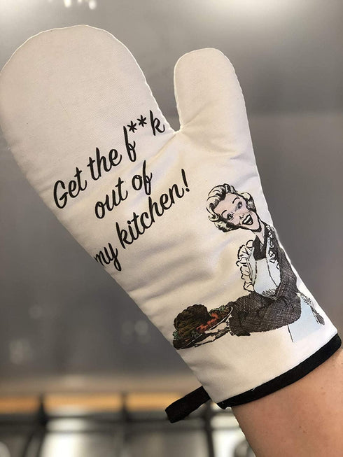 Funny Heat Resistant Oven Mitt for Cooking Grilling BBQ - Novelty Gift For Those Who Love To Cook (Out of My Kitchen!)...