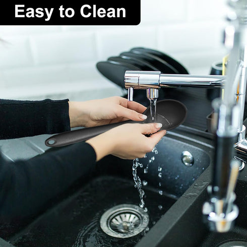 E-far Silicone Cooking Spoon Set of 2, Heat Resistant Kitchen Spoons Utensils Nonstick Mixing Spoon for Baking Stirring Serving, Non-Toxic & Dishw...