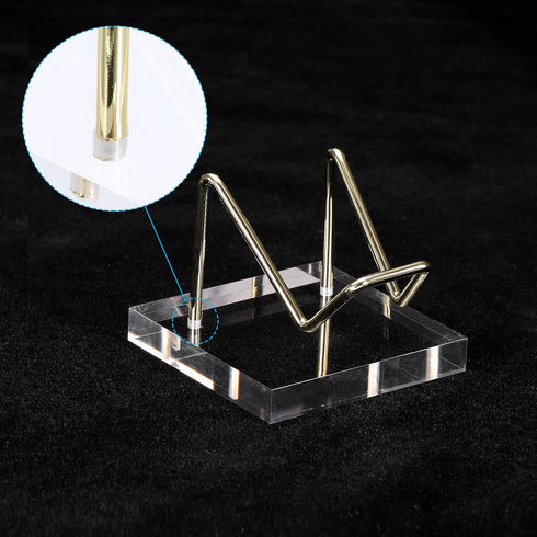 PATIKIL 2" x 2" x 1.5" Acrylic Display Stands, Display Easel Holder Metal Arm Crystal Display Stand for Mineral Gemstone Style 1, Clear...