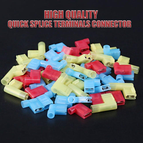Hilitchi 110pcs 22-18 18-14 12-10 Gauge Nylon Flag Spade Female Insulated Quick Disconnects Electrical Crimp Terminals Connector Assortment Set...