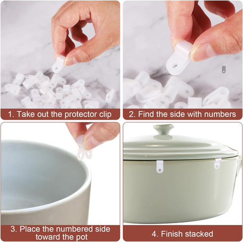 40pcs Dutch Oven Lid Protector Clips, Replacement Plastic Pan Clips for Stacking Cookware Protectors Pot Bumpers lifter Accessories for Storage an...