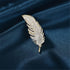 Gold Rhinestone Feather Brooch Pin for Women Men Fashion Crystal Delicate Leaf Brooch Lapel Pins Elegant Dress Accessories Jewelry Boutonniere Cor...