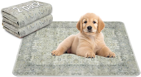 Washable Pee Pads, 18''x24'' 2 Pack Waterproof Non-Slip Puppy Pad with Fast Absorbent, Reusable Mat for Training Travel Whelping Housebreaking Inc...
