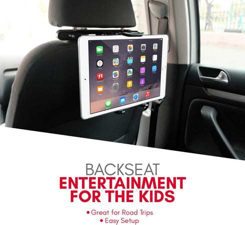 Macally Car Headrest Tablet Holder, Adjustable iPad Car Mount for Kids in Backseat, Compatible with Devices Such as iPad Pro Air Mini, Galaxy Tabs...