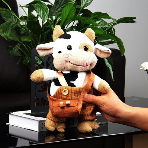Cow Cattle Stuffed Animals Plush Toy 12" Large Milk Pillow Soft Cattle Plushies Cow Hug Pillow Stuffed Animals Doll for Boys and Girls (D: Brown l...